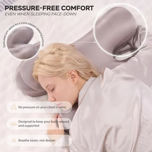 Vista 2 de Almohada cervical refrescante de alta calidad, almohada ortopédica de espuma viscoelástica para dormir de lado y de espalda, almohada ergonómica