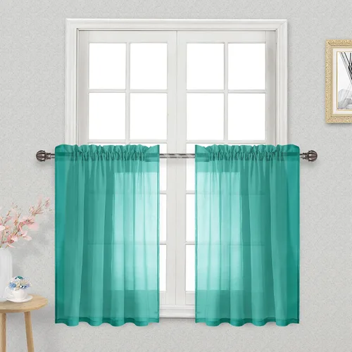 Vista 168 de DWCN Cortinas Transparentes Aqua de Voile Semitransparente con Bolsillo para Barra para Dormitorio y Sala de Estar, 36 x 36 pulgadas de Largo, Juego