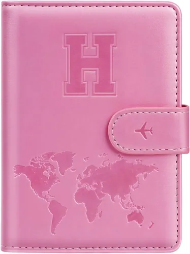 Vista 55 de Funda para Pasaporte Personalizada con Letra de la A a la Z, Billetera de Viaje con Bloqueo RFID, Funda para Pasaporte, Estuche para Pasaporte
