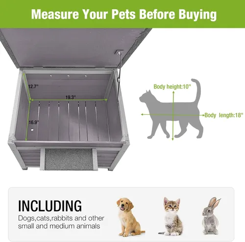 Vista 2 de Casa de madera para perros pequeños, gatos, jaula de interior con solapas de puerta de PVC