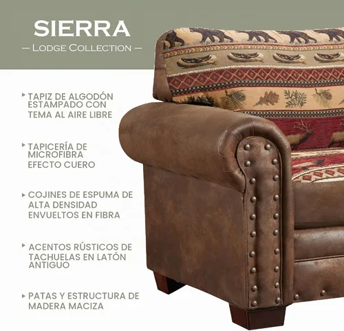 Vista 5 de American Furniture Classics Sierra Lodge - Juego de sofá cama de 4 piezas, color marrón Tapiz Sierra Lodge