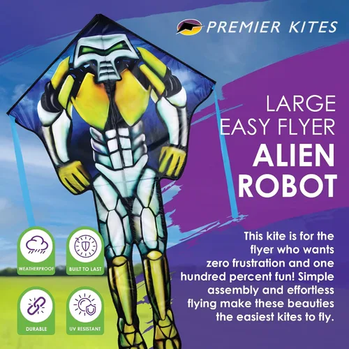 Vista 2 de Premier Kites Juego completo de cometa grande Easy Flyer Space Adventures - Cometa de una sola línea fácil de volar con línea de vuelo de 300 pies