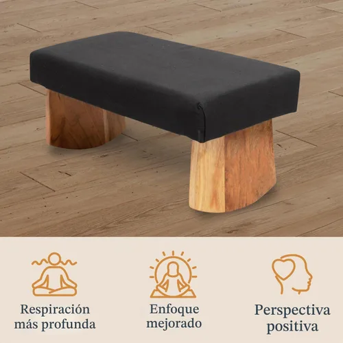 Vista 6 de Banco de meditación- madera de acacia, Rojo Borgoña