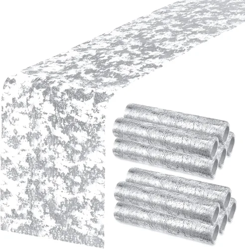 Vista 8 de Mixweer 10 caminos de mesa dorados de 11 x 110 pulgadas con lentejuelas para decoraciones de malla fina, fiestas, bodas, cumpleaños, despedidas