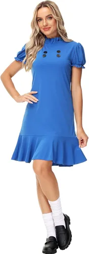 Vista 3 de Remimi Disfraz azul de Halloween para mujer, vestidos azules de vacaciones de manga corta