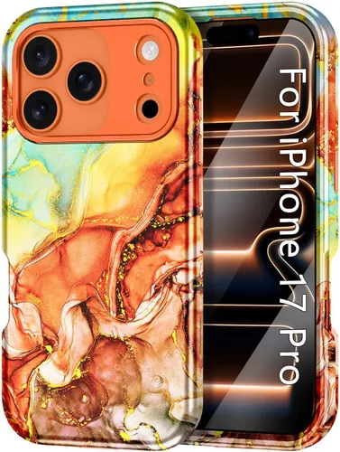 Vista 18 de CASEFIV Funda compatible con iPhone 11, patrón de mármol 3 en 1, resistente a prueba de golpes y caídas, cuerpo completo, policarbonato duro