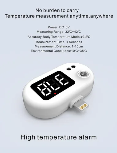 Vista 4 de Termómetro médico para la frente, termómetro para adultos y niños con pantalla LED, alarma de fiebre, viaje sin contacto. (blanco) 11