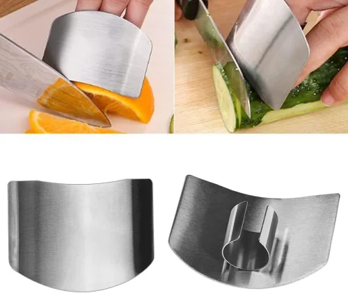 Vista 2 de Protector de dedos de acero inoxidable, protector de dedos multifuncional para cortar alimentos, protector para evitar daños al cortar y cortar