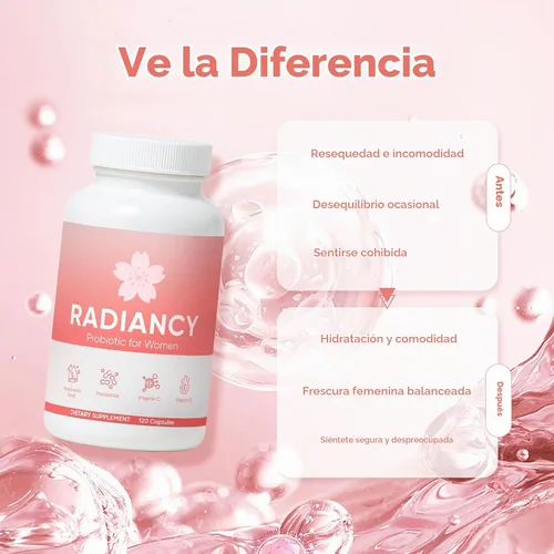 Vista 7 de Radiancy Probiótico para Mujeres Salud Vaginal - Sequedad Vaginal y Equilibrio de pH con Cepas de Lactobacillus, Extracto de Flor de Cerezo, Ácido
