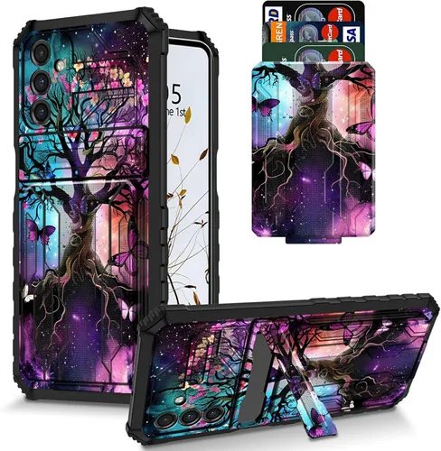Vista 12 de Funda para Galaxy S21 FE 5G 2022 con soporte, funda de doble capa de policarbonato duro de TPU suave, estampado de vaca, estampado animal