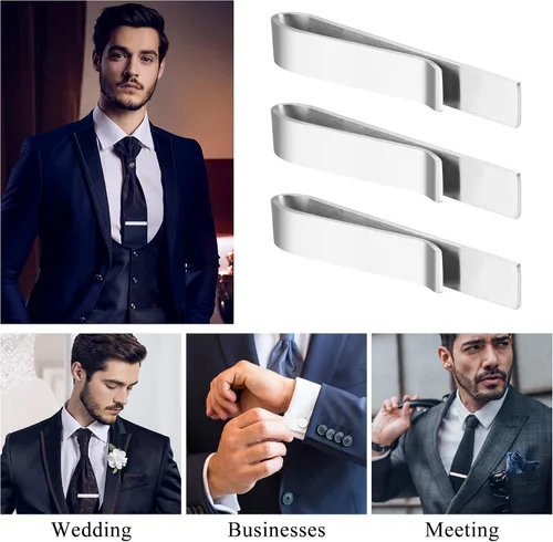Vista 52 de LOYALLOOK - Gemelos de acero inoxidable grabados con inicial y clip de corbata, diseño de letras del alfabeto con caja de regalo, A-Z