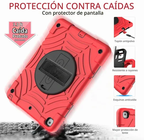 Vista 4 de BMOUO Funda para iPad de 9ª/8ª/7ª generación -10.2 pulgadas 2021/2020/2019 con protector de pantalla, soporte giratorio de 360º correa de mano