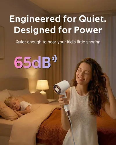 Vista 9 de Mera Bio-Ionic - Secador de pelo para mujer, secado rápido profesional de 1400 W con difusor y concentrador, tecnología de iones negativos