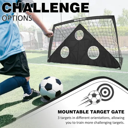 Vista 3 de BOHEN 6x4 FT Kids Soccer Goals with Carry Bag, Portable Folding Soccer Net for Backyard Training, Indoor/Outdoor Use for Youth and Adult