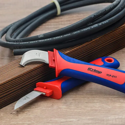 Vista 9 de iCrimp - Cuchillo de utilidad para pelar cables y lengüetas de cable de batería, herramientas para prensar con cortador de alambre