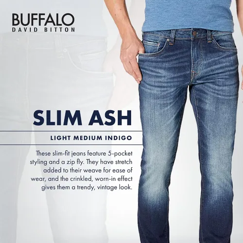 Vista 3 de Buffalo David Bitton Jeans Slim Ash para hombre