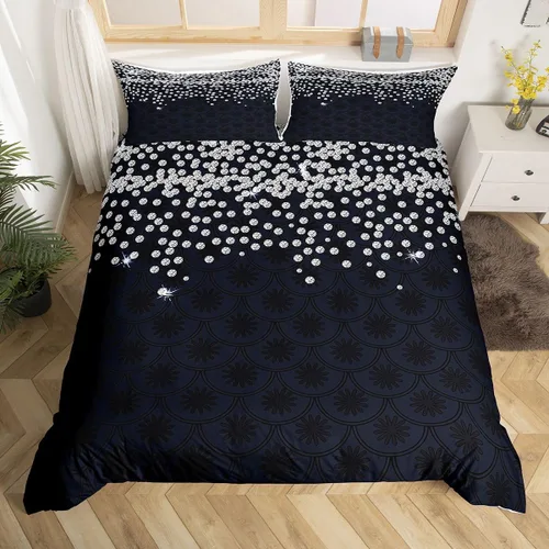 Vista 8 de Feelyou - Juego de funda de edredón con estampado floral de rosas - Juego de ropa de cama con flores románticas para dormitorio de niños, niñas