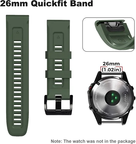 Vista 4 de Threeeggs Correa de reloj Quickfit de 1.024 in para Garmin Fenix 7X 6X 5X, correa de silicona para Fenix 8 2.008 in, Fenix 3/3 Sapphire, Descent