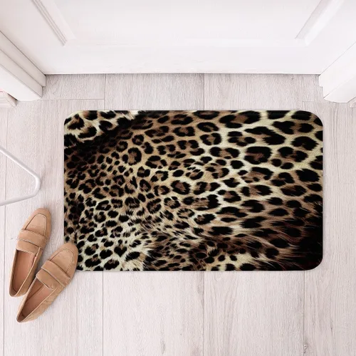 Vista 4 de Erosebridal Alfombras de baño con estampado de leopardo, ultra suaves, antideslizantes, decorativas, para habitación de animales de safari, 20 x 32
