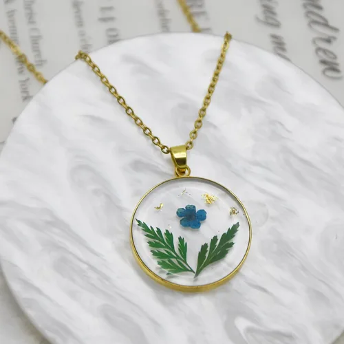 Vista 24 de Pressed Flower Necklace Gift for Women Personalized Handmade Necklaces Birth Flower Necklace