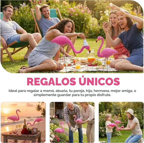 Vista 7 de JOYIN Juego de 2 pequeñas estacas de adorno de flamenco rosa para patio, mini estatua de flamenco de plástico con patas de metal para aceras