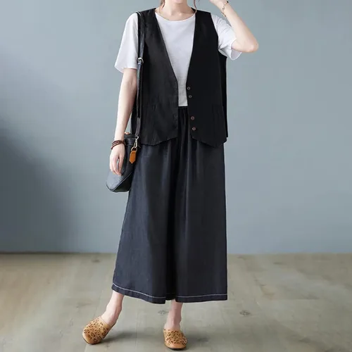 Vista 66 de COTECRAM Chaleco de lino de algodón para mujer, casual, sin mangas, con botones, ligero, para verano, holgado, ropa de abrigo