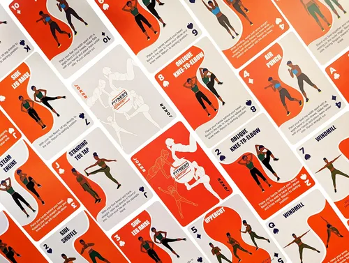 Vista 2 de Naipes de ejercicio de bajo impacto Baraja de 52 cartas Peso corporal Todos los niveles de fitness Entrenamiento de fuerza y cardio