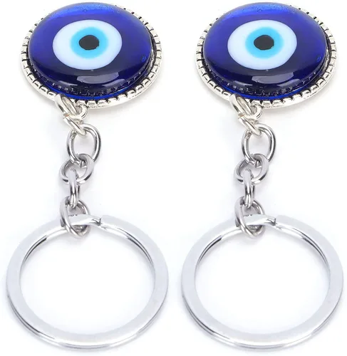 Vista 8 de Yosoo Health Gear - Llaveros contra el mal de ojo, 2 llaveros de mal de ojo, amuleto de esmalte de color aleación, llavero de cristal colgante azul