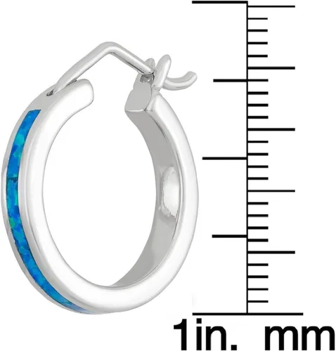Vista 2 de Pendientes de aro de plata de ley, tono dorado o rosa creados en tonos azules, blancos o rosados de 0.787in.