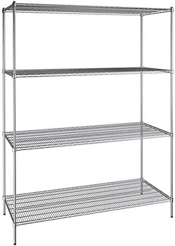 Vista 290 de Kit de 4 estantes de epoxi verde NSF de 21 x 72 pulgadas con postes de 86 pulgadas, estantería de almacenamiento resistente, kit de estantería