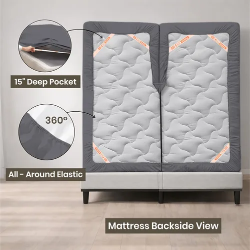 Vista 4 de SGI bedding Juego de sábanas King de 36 pulgadas, 100 % algodón egipcio, 1000 hilos, sábana superior flexible para cama ajustable, juego de sábanas