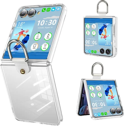 Vista 7 de Funda transparente para Samsung Galaxy Z Flip 6 con anillo, anticaídas a prueba de golpes para Z Flip 6 5G 2024