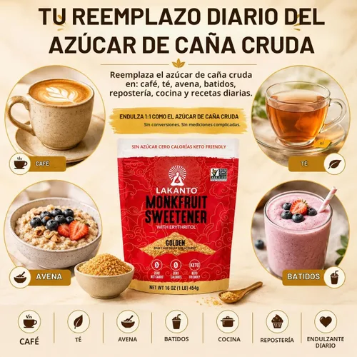 Vista 3 de Lakanto - Edulcorante de fruta del monje, sustituto de azúcar 1:1, keto, sin OGM