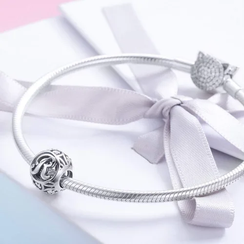 Vista 3 de Plata de ley 925 con piedras cúbicas, opciones completas de regalo de la A Z, cuentas de letras del alfabeto para pulseras europeas Pandora