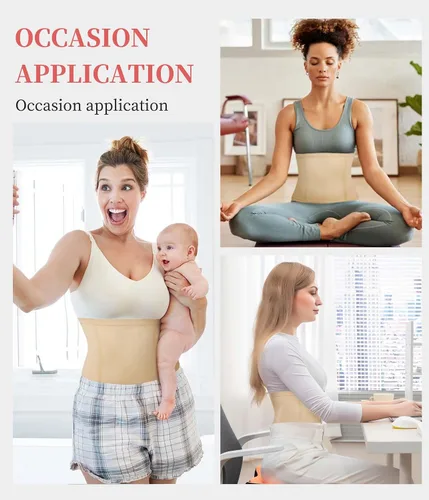 Vista 5 de AOSBOEI Faja moldeadora de cintura con control de abdomen, faja moldeadora de cuerpo, cinturón de recuperación posparto, banda para el vientre
