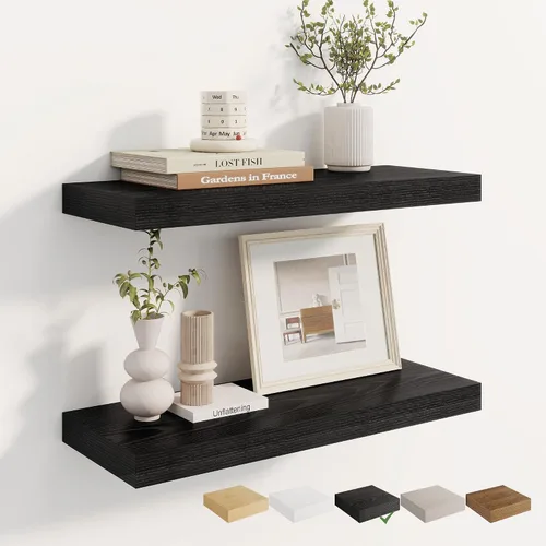 Vista 32 de Dreamland Estantes flotantes negros de 20 pulgadas, estantes de pared de 20 pulgadas para baño, dormitorio, cocina, estante de libros montado