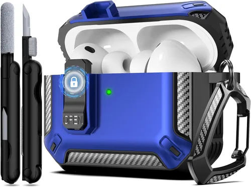 Vista 7 de RFUNGUANGO Funda protectora para AirPods Pro de 3ª generación con kit de limpieza, funda rígida militar con bloqueo para AirPod Pro 3ª
