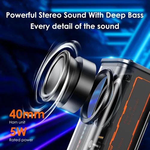 Vista 6 de Altavoz Bluetooth portátil con luces, mini altavoz Bluetooth inalámbrico transparente con TWS, perfecto pequeño altavoz con sonido HD y bajo