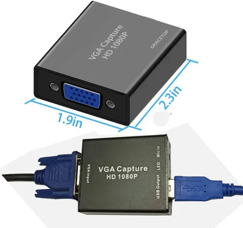 Vista 4 de Tarjeta de captura VGA, dispositivo de captura VGA a USB con entrada de micrófono