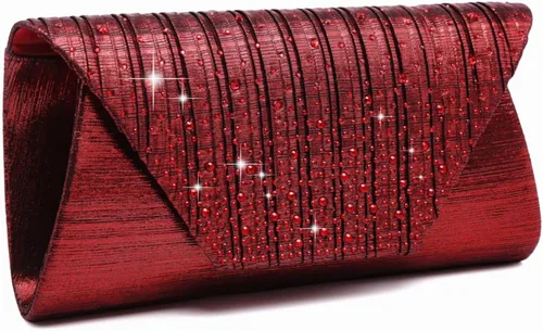 Vista 7 de Bolso de mano de noche con diamantes de imitación con purpurina para boda, fiesta, cóctel, baile de graduación, bolso formal en caja de regalo