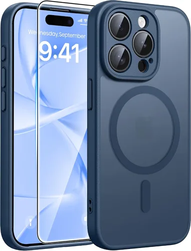 Vista 242 de FNTCASE - Funda para iPhone 16 Pro: magnética, mate, translúcida, de grado militar, protectora contra caídas, resistente, fina, duradera y a prueba