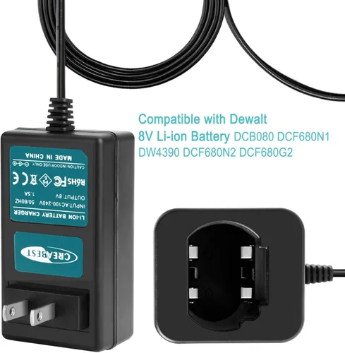 Vista 5 de Creabest Cargador de batería de iones de litio de 8 V compatible con Dewalt DCB080 DW4390