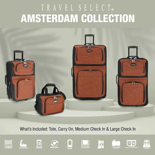 Vista 4 de Travel Select Amsterdam Equipaje vertical ampliable rodable, Borgoña