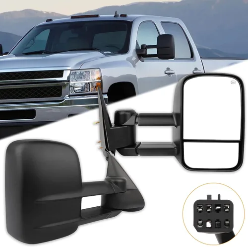Vista 13 de Conjunto de espejo lateral del conductor o del pasajero para Ford F150 F250 F350 plegable manual, sin calefacción, color negro liso, paquete de 1