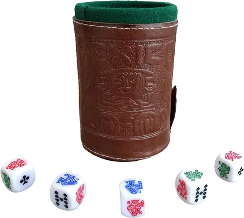 Vista 10 de marquez Juego de dados de póquer de copa con forro de cuero (cubilete)... Negro
