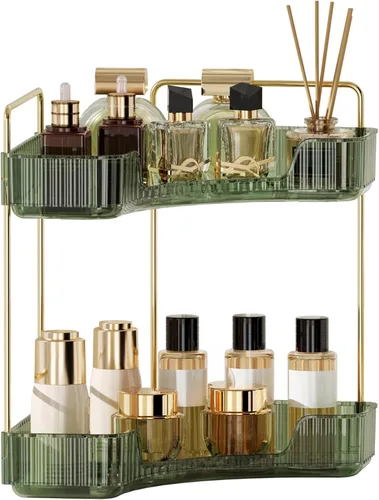 Vista 9 de YCIA&DONE Organizador de esquina para mostrador de baño, organizador de maquillaje para tocador, bandeja de perfumes cosméticos para el cuidado