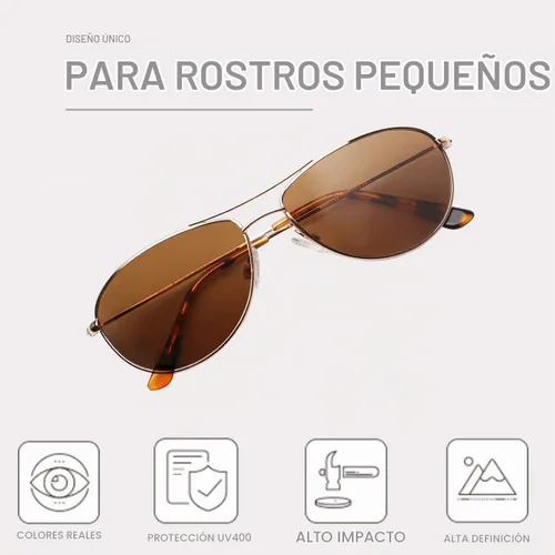 Vista 5 de MAXJULI Baby Sea 8017 - Gafas de sol polarizadas de aviador para cara pequeña y estrecha para mujeres y hombres Dorado/Marrón