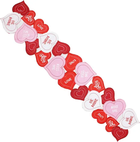 Vista 2 de Grelucgo Camino de mesa bordado con corazón para el 14 de febrero y día de San Valentín (13 x 35 pulgadas)