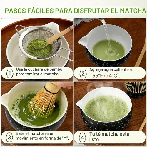 Vista 6 de Juego de batidor de matcha con cuenco, 8 piezas de cerámica para hacer