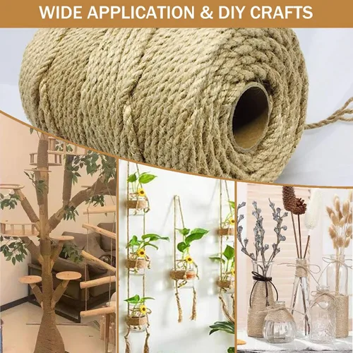 Vista 6 de Cuerda de sisal para rascador de gatos, cuerda para rascar gatos de 0.118 in 656 pies cordel de yute para rascar postes, reparar, recuperar